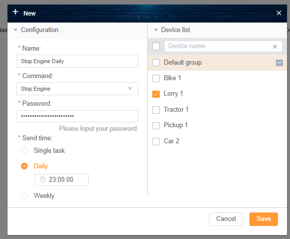 Schedule for commands