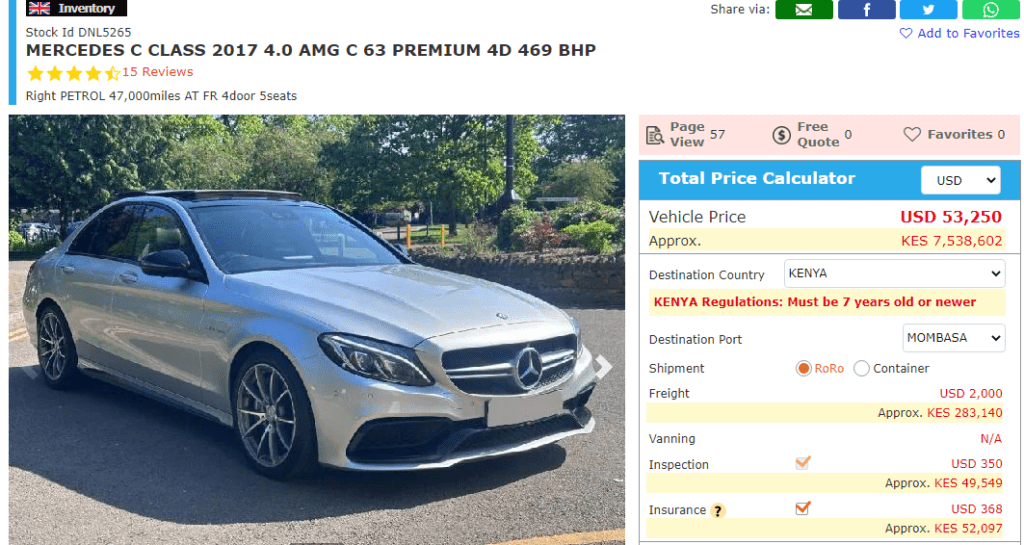 A mercerdes benz as used in the article on how to import a car from Japan to Kenya