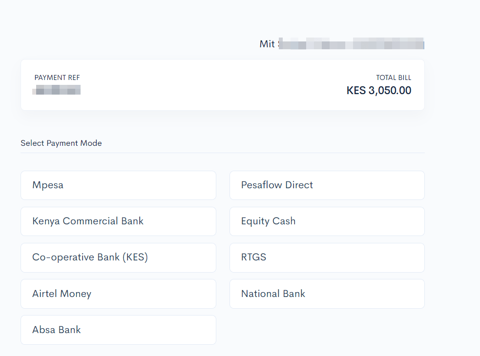The payment tab on the eCitizen portal while paying for the New number plate