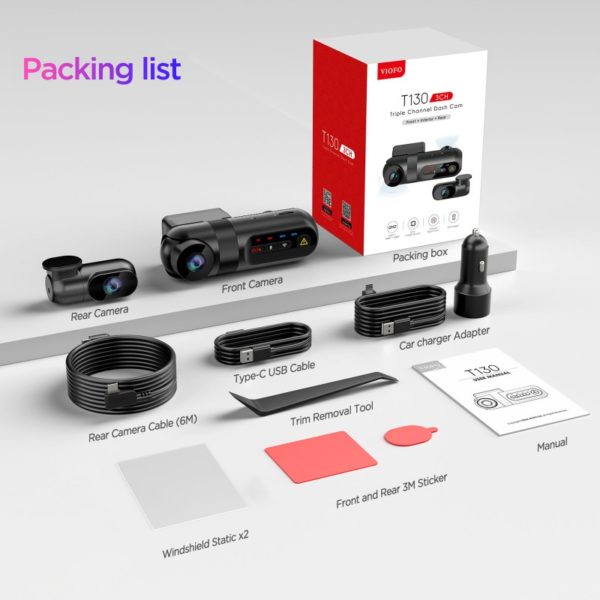 Viofo T130 3CH packaging list